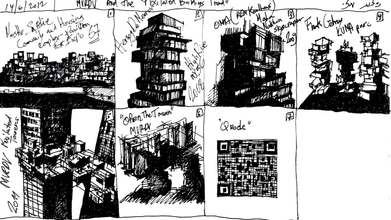 pixelated buildings